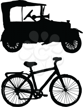set of silhouettes of transportation