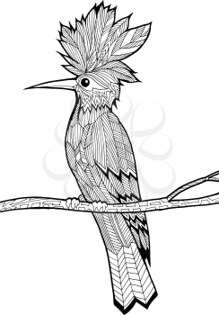 cartoon, hand drawn, vector doodle illustration of bird. Motive of nature