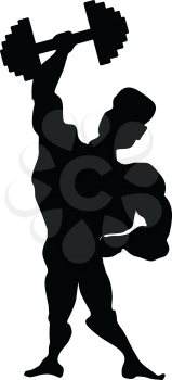 silhouette of athlete with dumbbell