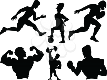 set of silhouettes of sportsmen