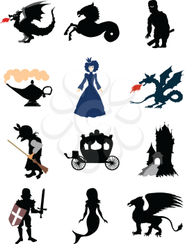 set of silhouettes from fairy tales