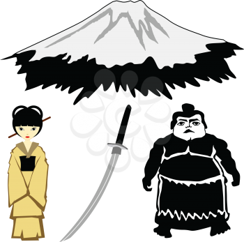 set of vector illustrations of Japanese motives