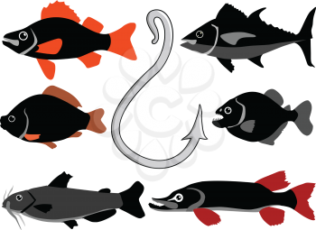 set of fishes, fishing motives