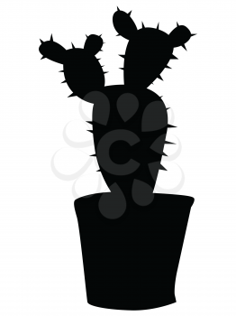 black silhouette of cactus, domestic plant