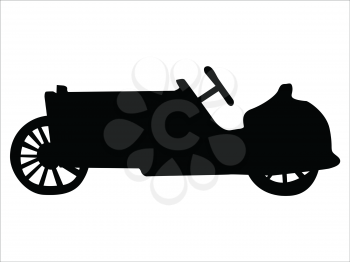 black silhouette of vintage car, side view