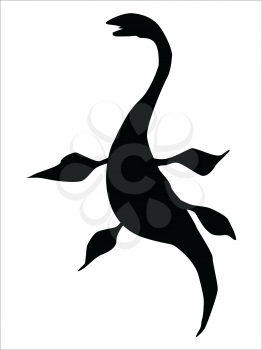 silhouette of plesiosaur, ancient sea monster