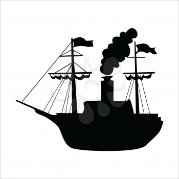 silhouette of sailing steam engine