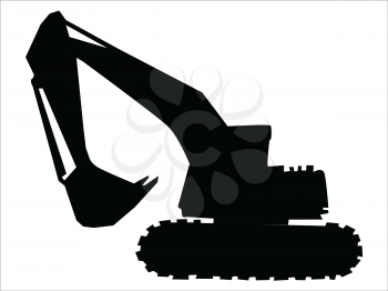 silhouette of excavator, working motive