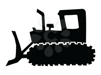 silhouette of bulldozer, working motive 