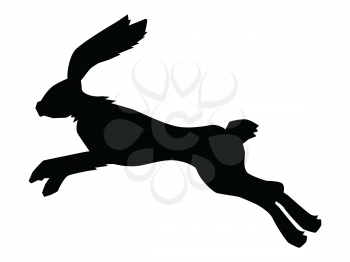 silhouette of jumping hare, motive of wildlife