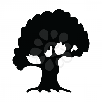 silhouette of oak, motive of clear nature