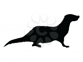 silhouette of otter, water animal, motive of wildlife and nature
