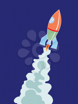 Vector illustration of rocket. Motives of beginning, business, conceptual images, success in works