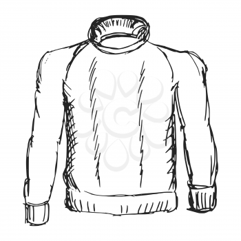 Vector, hand drawn, sketch illustration of warm sweater. Motives of fashion and styles, seasonal objects of clothes