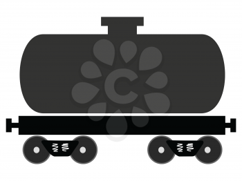 Vector, colored illustration of railway tank. Flat style. Side view. Motives of cargo, industry, railway business, transportation