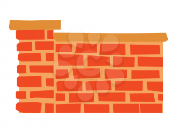 Vector, colored illustration of brick fence. Front view. Motives of architecture, outdoor design, real estate, safety