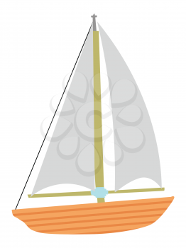 Simple, vector, color illustration of sail boat. Side view. Sea and swimming motives, water transport, tourism and outdoor activities
