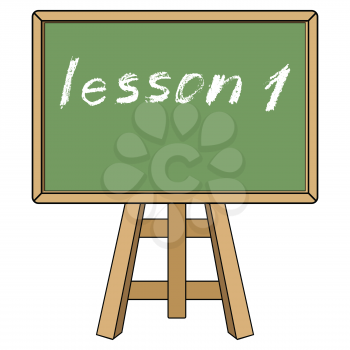 Blackboard with description lesson one. Education and study concept. School, university, college and courses objects. Vector illustration on white background