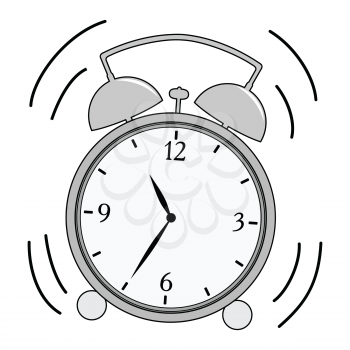 Ringing alarm clock. Morning, awakening concepts. Everyday and home objects. Vector, cartoon illustration on white background