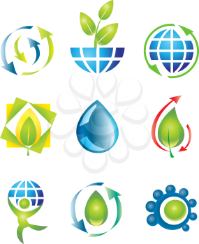 Royalty Free Clipart Image of a Set of Environmental Icons