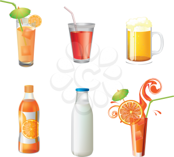 Royalty Free Clipart Image of a Set of Beverages