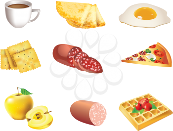 Royalty Free Clipart Image of a Set of Food