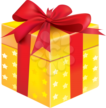 Royalty Free Clipart Image of a Yellow Gift Box