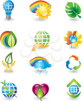 Royalty Free Clipart Image of a Set of Nature Icons