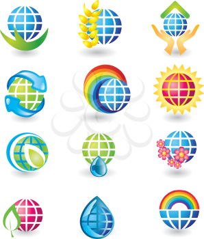 Royalty Free Clipart Image of a Set of Globe Icons