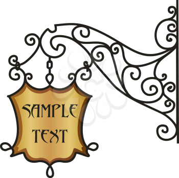Royalty Free Clipart Image of a Wrought Iron Sign