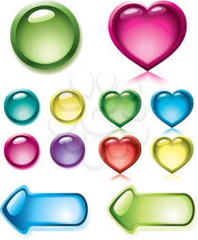 Royalty Free Clipart Image of a Set of Glossy Buttons