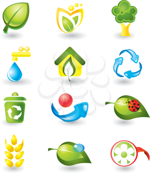 Royalty Free Clipart Image of a Set of Nature Elements