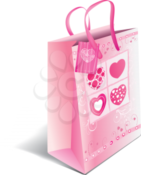 Royalty Free Clipart Image of a Heart Shopping Bag