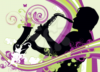 Royalty Free Clipart Image of a Man Playing the Saxophone