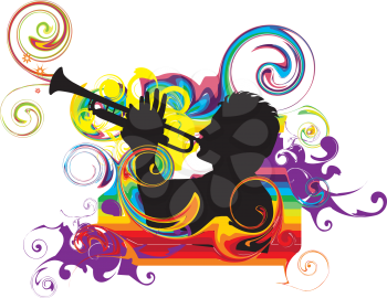 Royalty Free Clipart Image of a Man Playing the Trumpet