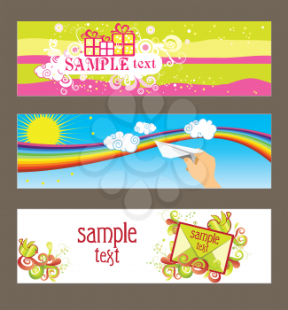 Royalty Free Clipart Image of Three Vector Cards