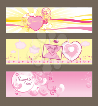 Royalty Free Clipart Image of Three Valentine's Day Card