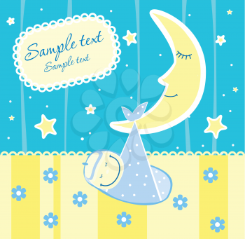 Royalty Free Clipart Image of a Baby Arrival Announcement Card