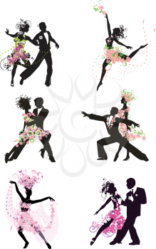 Royalty Free Clipart Image of Silhouettes of Dancers