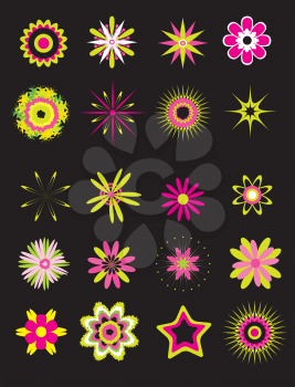 Royalty Free Clipart Image of a Set of Floral Elements