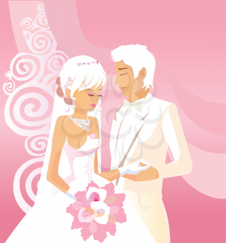 Royalty Free Clipart Image of a Wedding Illustration