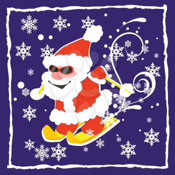 Royalty Free Clipart Image of a Santa Christmas Card