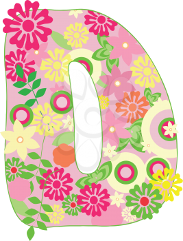 Royalty Free Clipart Image of a Floral Letter