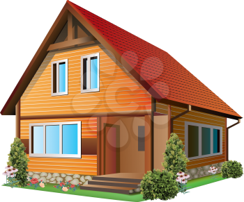 Vector Illustration of а  small house  with tile roof on a white background