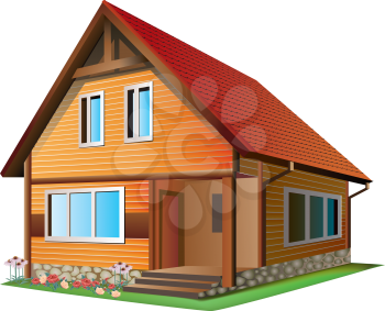 Vector Illustration of а  small house  with tile roof on a white background