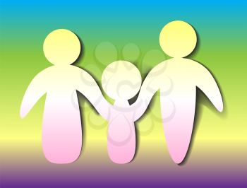 Vector symbol of family for design  in colorful background. 