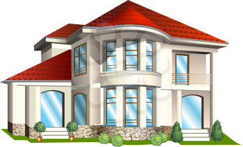 Vector Illustration of а house  with tile roof on a white background