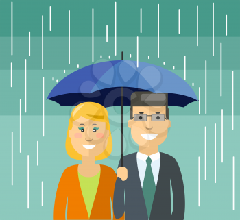 Couple with umbrella under the rain