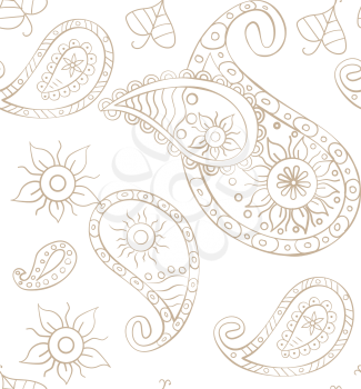 Vector seamless paisley background for design