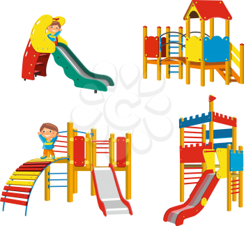 Set of Playgrounds for children. Vector Illustration 